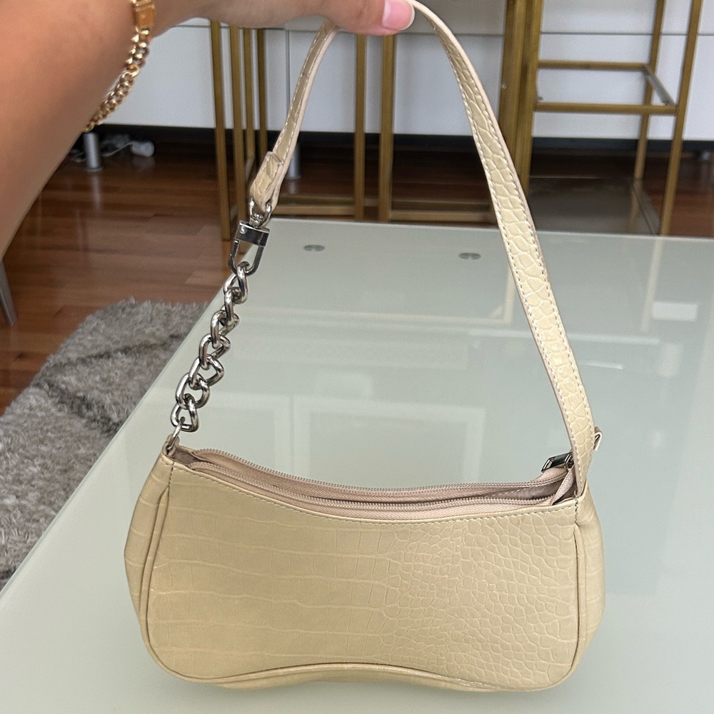 Cream Crocodile Shoulder Bag